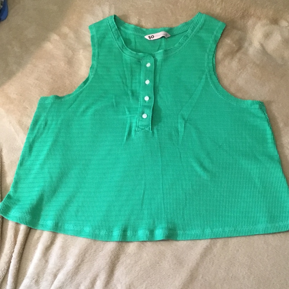 SO Green Ribbed Knit Top